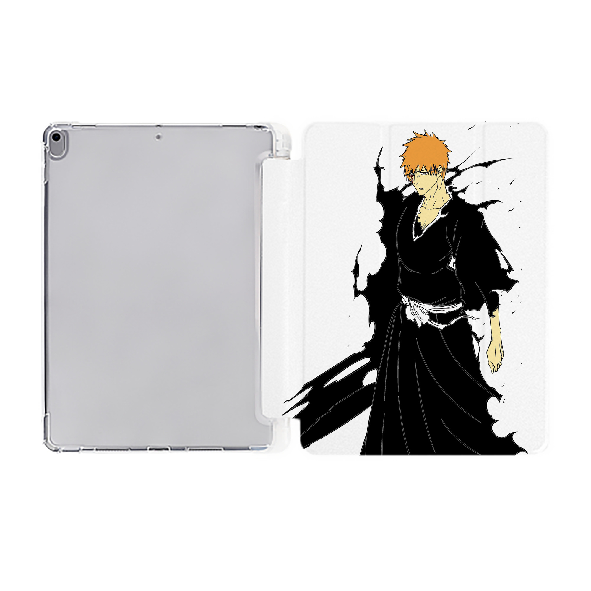 （画像用） ブリーチ 黒崎一護（くろさき いちご）BLEACH Kurosaki Ichigo IPad ケース ペン収納付き 三つ折りスタンド PUレザー×シリコン 対応機種9.5/10.5/10.9インチ